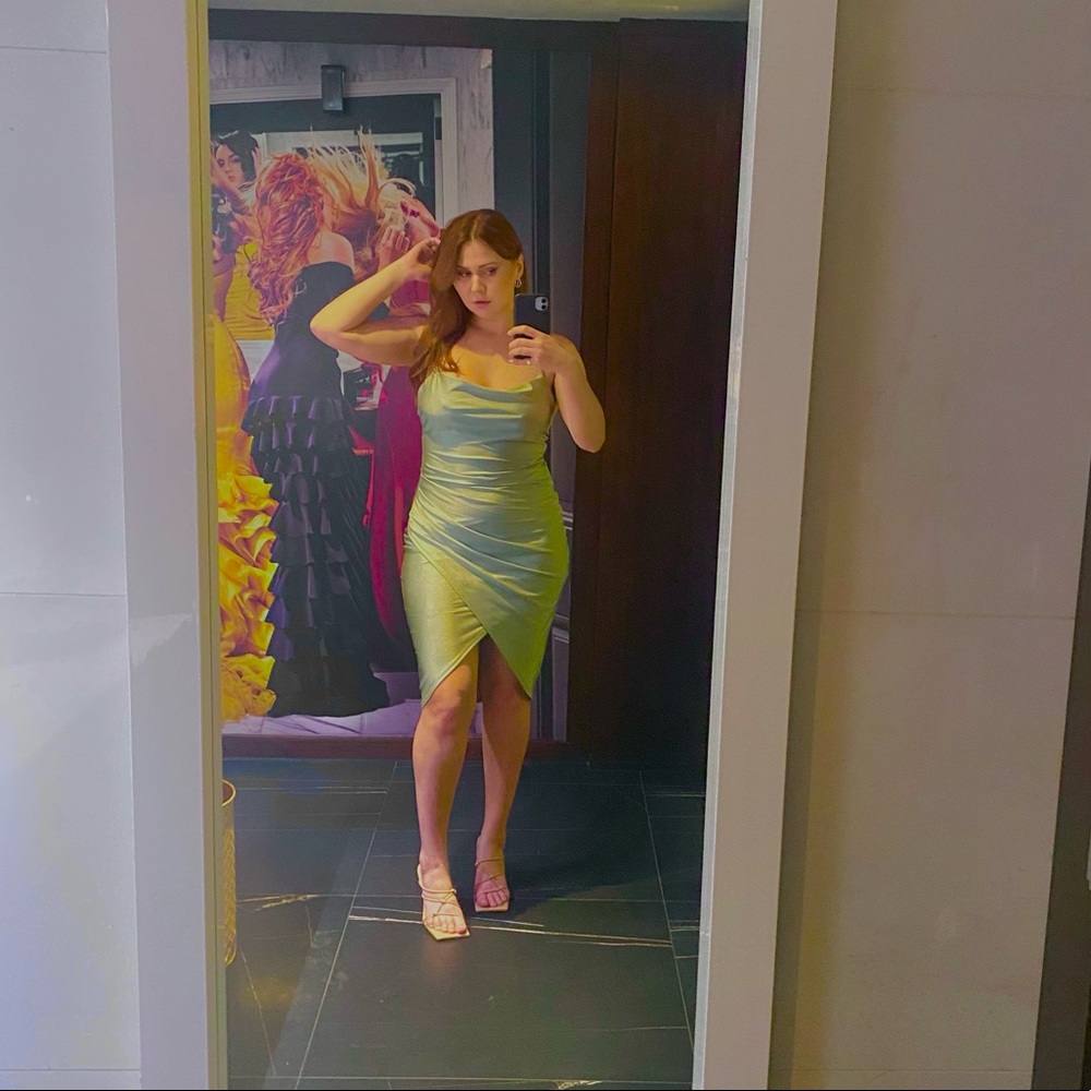 Wrap Dress, Green/Grey Cocktail Dress